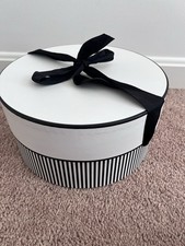 Striped Round Hat Box with Black Bow
