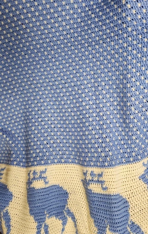 Rustic Cabin Blue White Throw Blanket ELK  Country Farmhouse 55x70" EUC/LN - Image 2 of 3