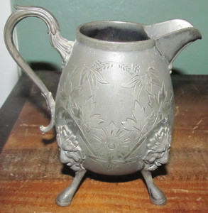 Antique 4 Footed Lion Face Silver Plate Creamer Wilcox Silver Co Goth Gothic