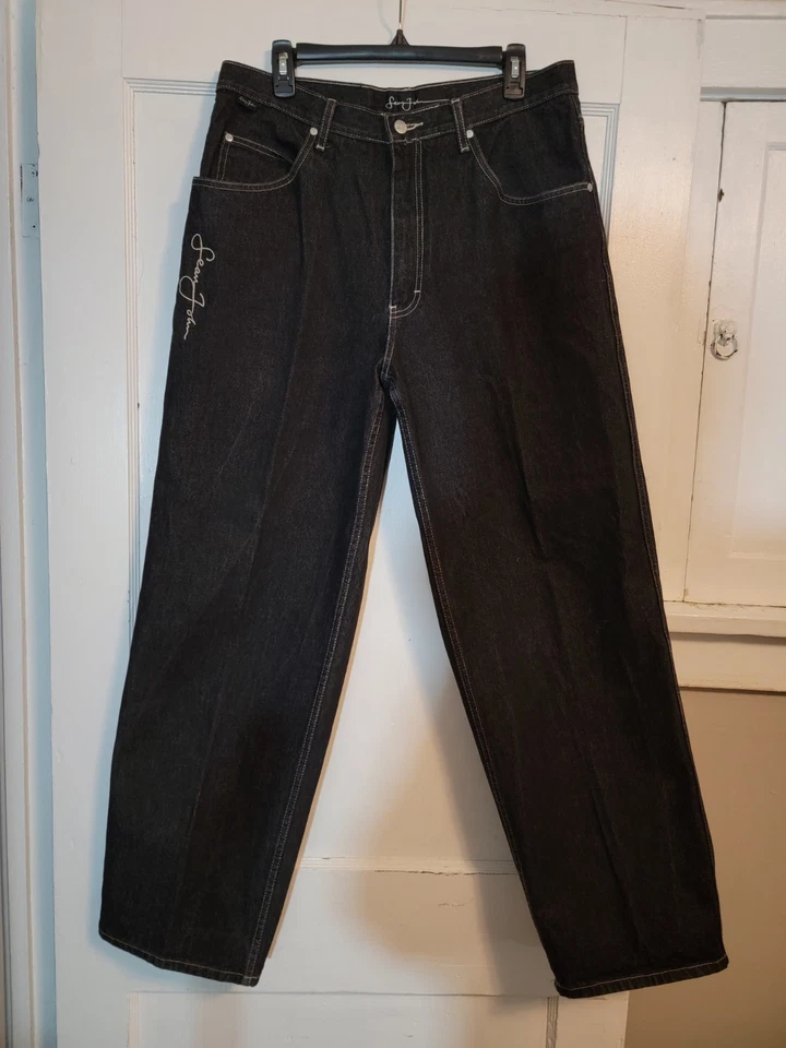 Sean John Jeans 34 Loose Baggy Hong Kong Early 2000s Hip Hop Wide Leg Raw Denim - Image 2 of 4