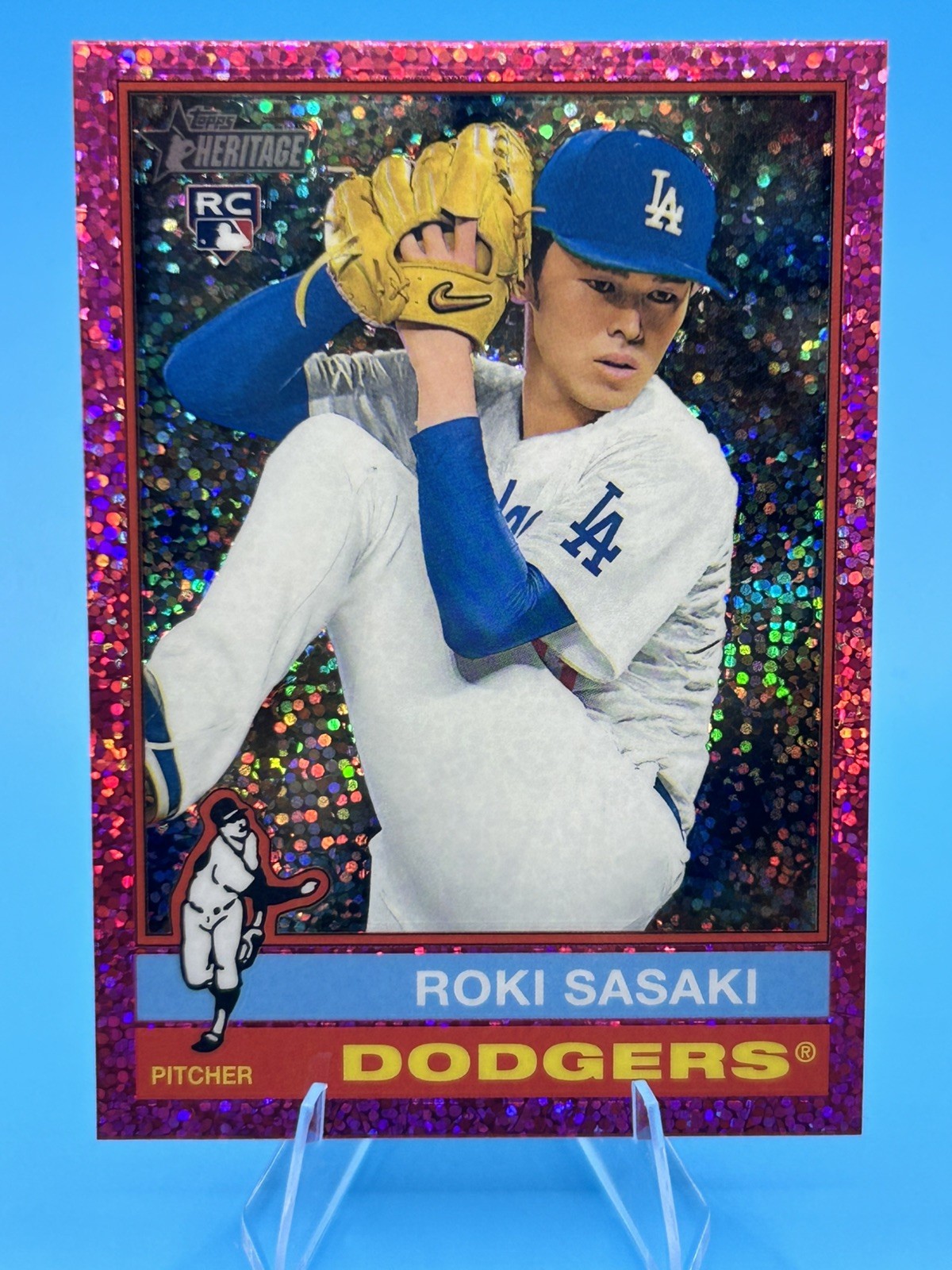 2025 Topps Heritage - Roki Sasaki #224 Chrome Pink Sparkle Refractor (RC)