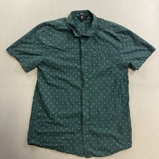 Volcom Button Up Shirt Men  s Size XL Green AOP Modern Fit Short Sleeve Pocket