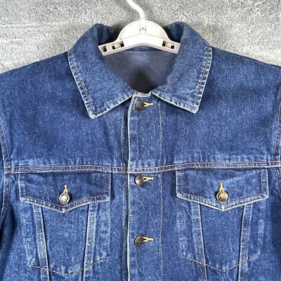 VTG Giorgio Armani Fleece Lined Jean Jacket Mens Small Blue Denim