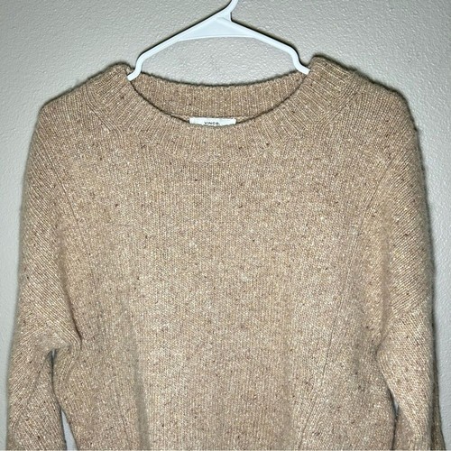 Vince neutral 100% cashmere double seam knit crewneck sweater women’s size small - Picture 5 of 9