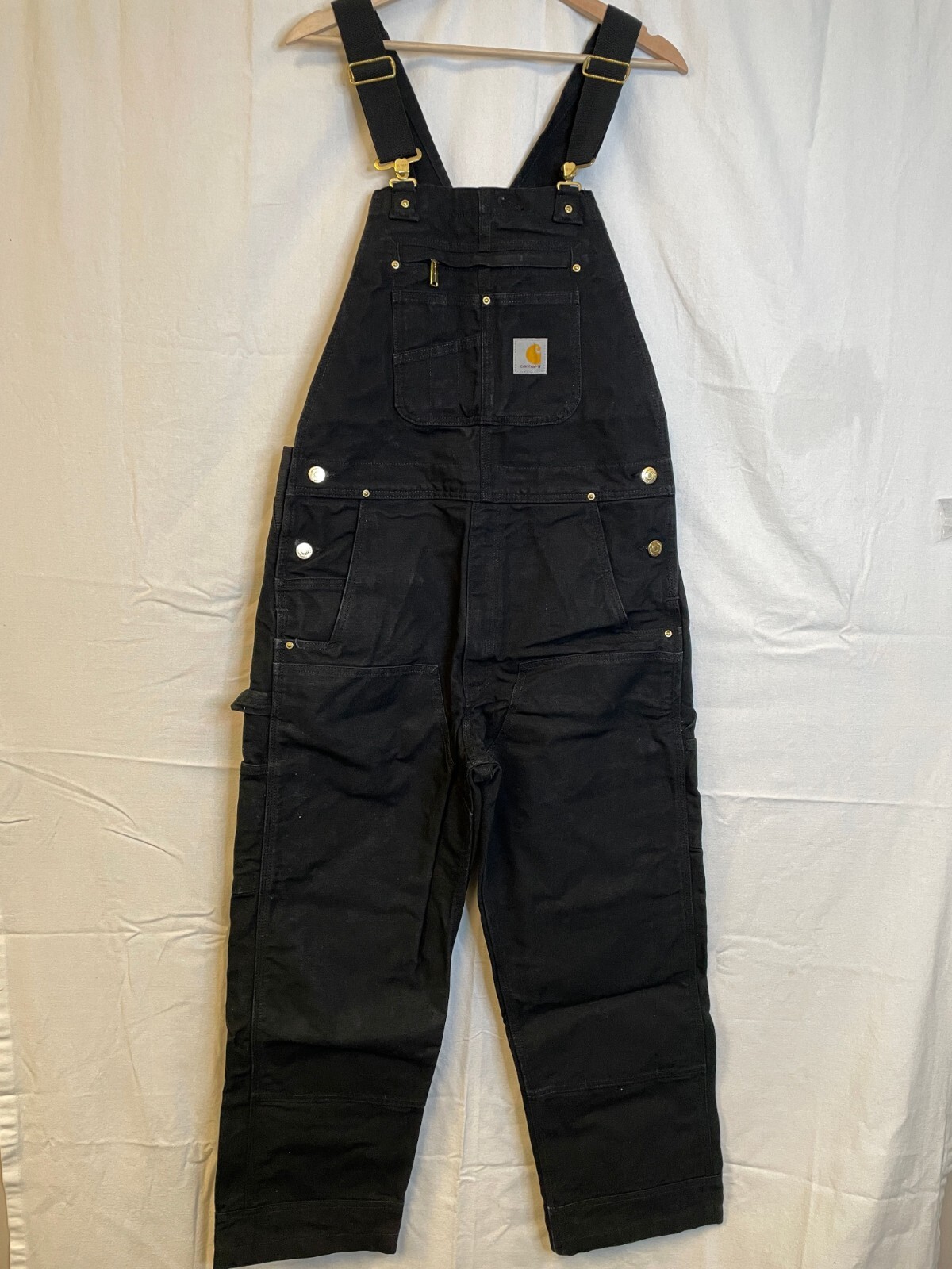 Carhartt RO1M Mens Black Cotton Denim Duck Bib Overalls Size 34x30 eBay