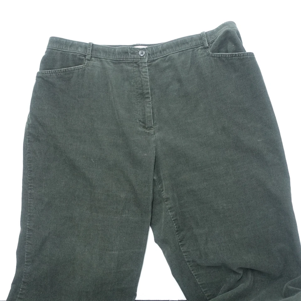 Orvis Corduroy Pants Women 14 Tarragon Green Cotton Stretch Pocket Straight Leg - Image 3 of 4