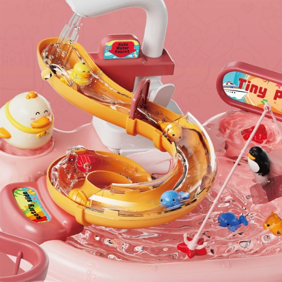 Fregadero de juego 3 en 1 con agua corriente, fregadero de cocina juguetes stock en EE. UU. Foto 2 de 4