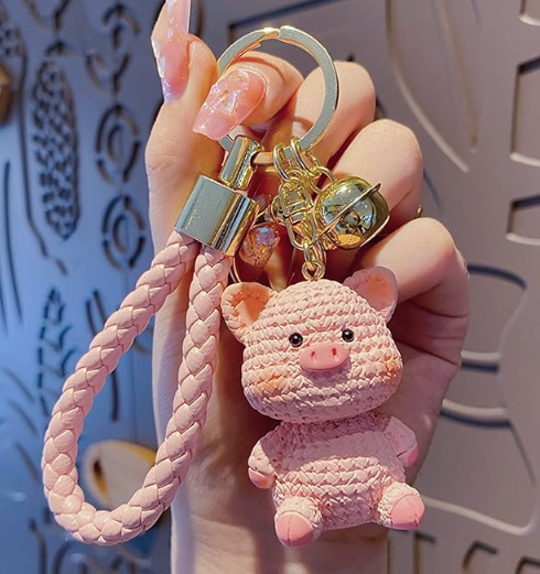 Charms Keychain, Cute Pink Pig Car Key Ring Decoration, Delicate Handbag Keys