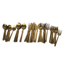 Fortessa AREZZO BRUSHED GOLD Stainless 54pc Set 18/10 Used