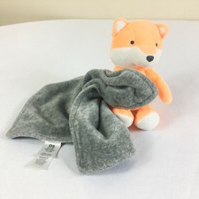 A3 Carters Orange Gray Fox Blanket Rattle Plush 14" Stuffed Toy Lovey Security