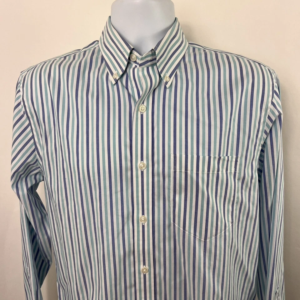 L.L. Bean Button Down Shirt Men's Small Long Sleeve Striped Wrinkle Resistant - Image 2 of 4
