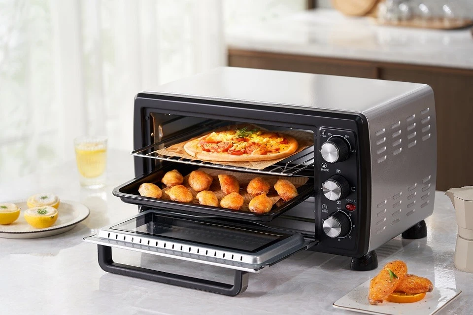 Mini Backofen 20 Liter Pizza-Ofen 3in1 Backofen mit Umluft Minibackofen 1380 W - Bild 2 von 4