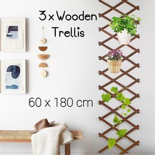 3 x Expanding Wooden Garden Trellis Wall Fence Panel Plant Support Trellises