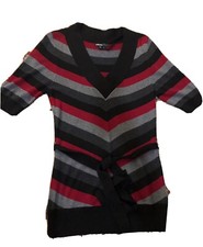 GIRLS TAKARA STRIPED BELTED SWEATER SIZE L V Nick Short Sleeve