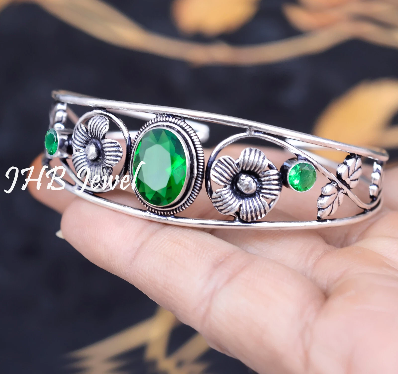 VALENTINO Bracciale in argento sterling 925 con più pietre preziose Diopside cromato per abbigliamento festa
