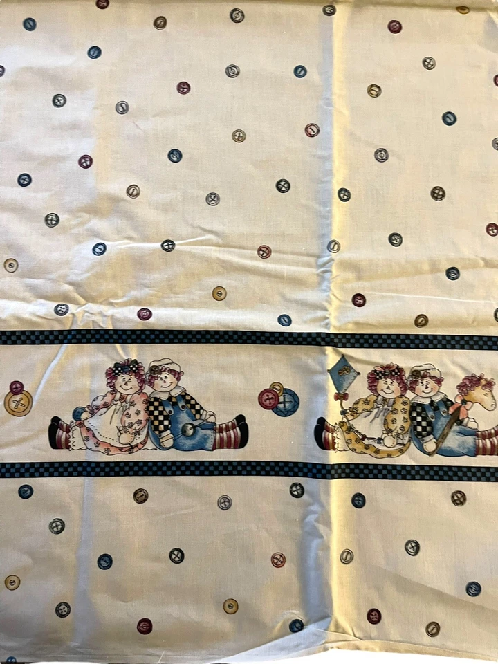 Vintage Marcus Brothers Fabric Raggedy Ann & Andy Buttons Diana Marcum 122x44 - Image 3 of 4