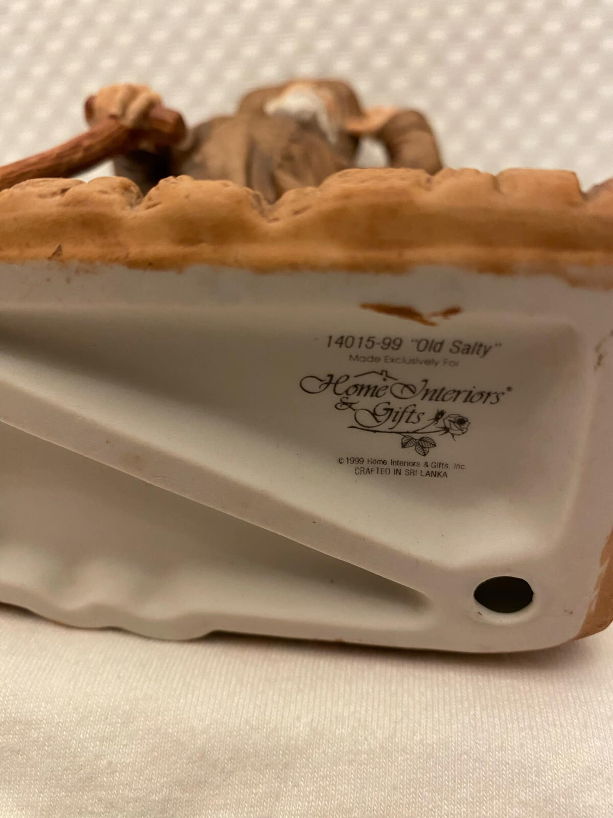 Porcelain Home Interiors Figurine Old Salty Fisherman With Puppy Mint 1999 VTG