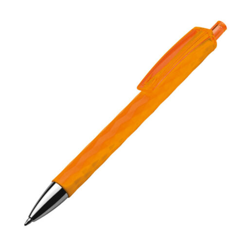 10 Kugelschreiber aus Kunststoff mit gemustertem Schaft / Farbe: orange - Bild 1 von 2