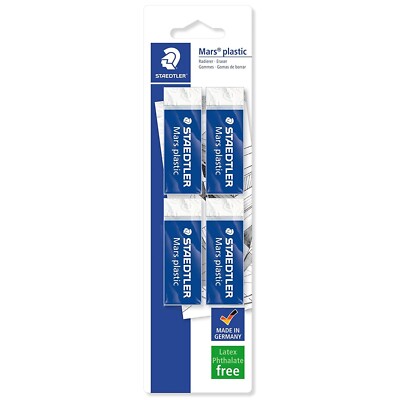 Staedtler Mars Kunststoff 526 Radiergummi - 4er Blister - 52650BK4DA