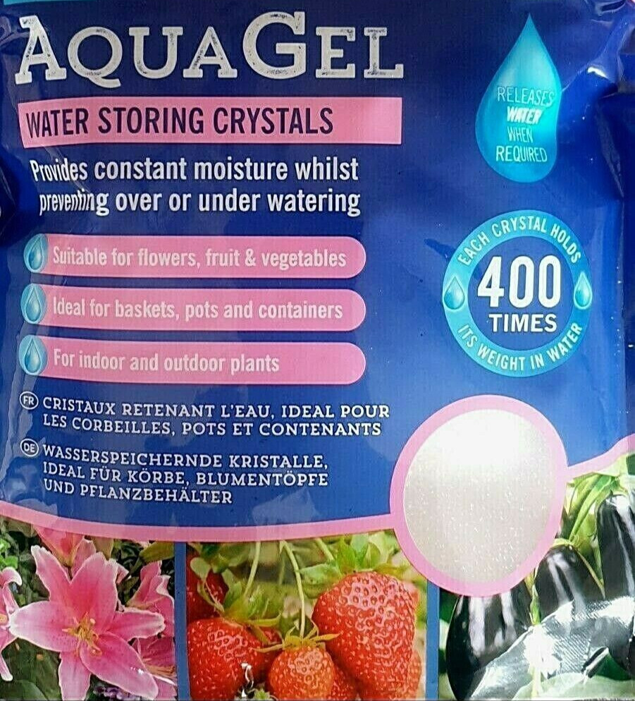 Aqua Gel 400g Pouch Water Storing Crystals Perfect For Baskets Pots & Planters