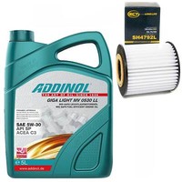MotoröL Set 5W-30 Addinol 5 Liter + ÖLfilter SH 4792 L FüR BMW 3Er 1Er X3 5Er