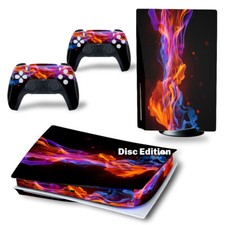For PS5 Disc Edition Console  2 Controller Burning Orange Vinyl Wrap Skin Decal