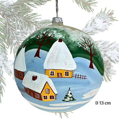 Weihnachtskugel mundgeblasenes Glas handbemalt D 13 cm Baumschmuck Weihnachtsbaum