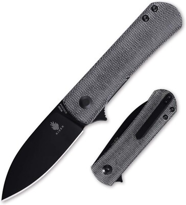 KIZER KI3525A4 YORKIE FLIPPER KNIFE BLACK BOHLER M390 STAINLESS BLACK MICARTA