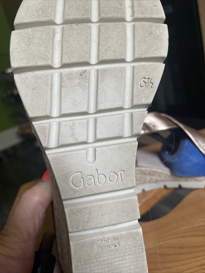 Gabor Rose Gold Womans Wedge Espadrille Sandals Size 6.5 eBay