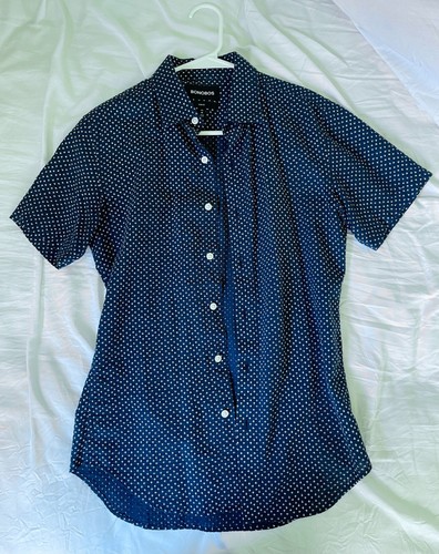 Bonobos Slim Fit Shirt - Short Sleeve, XS - Blue with diamond pattern