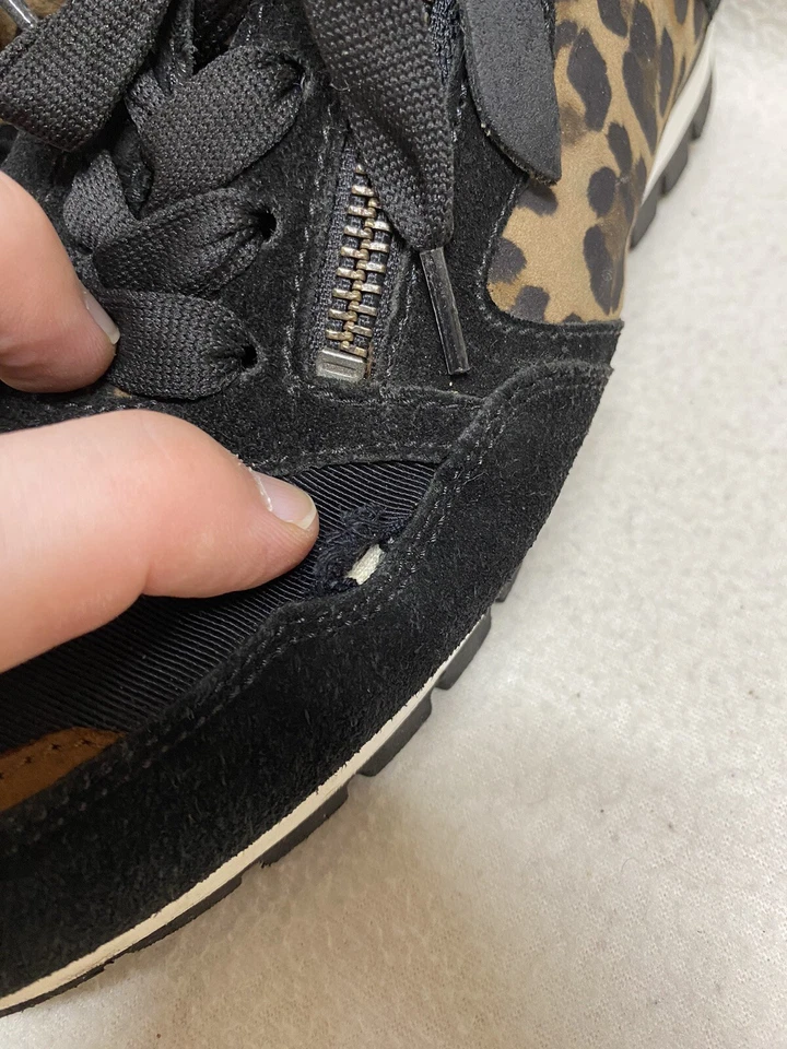 Gabor Women's Black Leopard Suede Lace/Zip Sneakers Size 4 1/2 Some Flaws - image 3 of 4