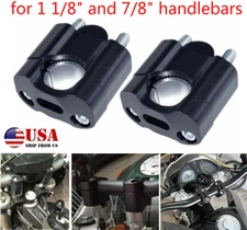 Black Handlebar Bar Mount Clamps Risers Adaptor For Dirt Bike ATV 7/8" To 1-1/8"