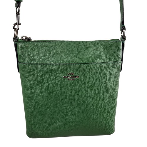 Coach Cross Grain Leather Crossbody Style Adj. Strap Green *Minor Scratches*
