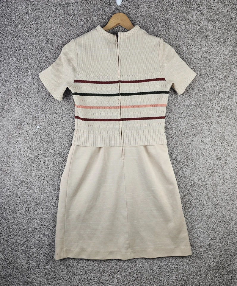 Vestido midi retro vintage años 60 70 Kay Windsor Cottage a rayas para mujer mediano pequeño Foto 2 de 4