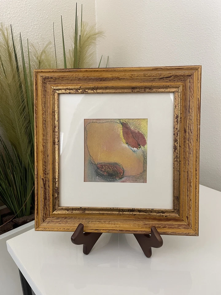 Juego de 3 acuarela abstracta firmada original con marco de madera Foto 3 de 4