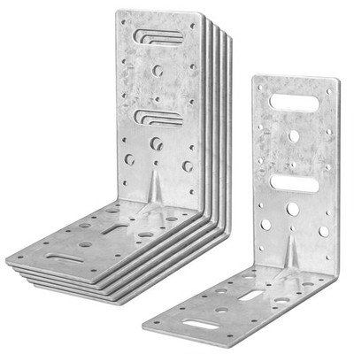 6'' Steel L Right Angle Bracket - 66 lb Max Load, Carbon Steel, Reinforcing Rib