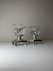Antique French Empire 1819-1838 .95 Silver Mounted Cut Crystal Salt Cellars Pair — photo 3