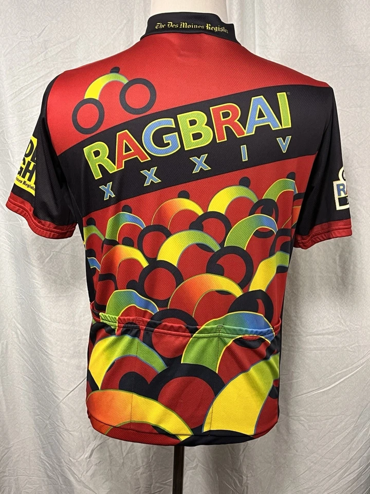 Camiseta deportiva de ciclismo RAGBRAI XXXIV Verge para hombre con gráfico de bicicleta mediana 2006 roja Foto 4 de 4