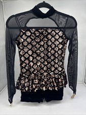 Weissman Dance Costume Tap LC Child Rose Gold Black Sequin 11185