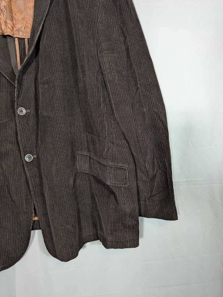 Assets Andrew Fezza Blazer Jacket Mens 54R Brown Corduroy Leather Elbow Pads - Image 4 of 4
