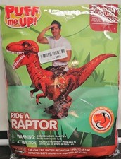 Spooktacular Creations Adult Inflatable Dinosaur Costume Riding a Raptor Blow Up