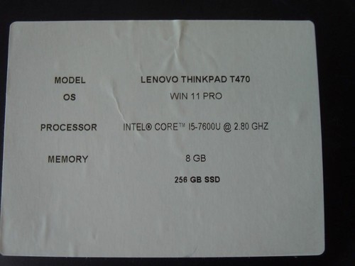 Lenovo ThinkPad T470 14" Core i5-7600U 2.80GHz 8GB 256GB W11 Laptop (Z124) - Picture 8 of 8
