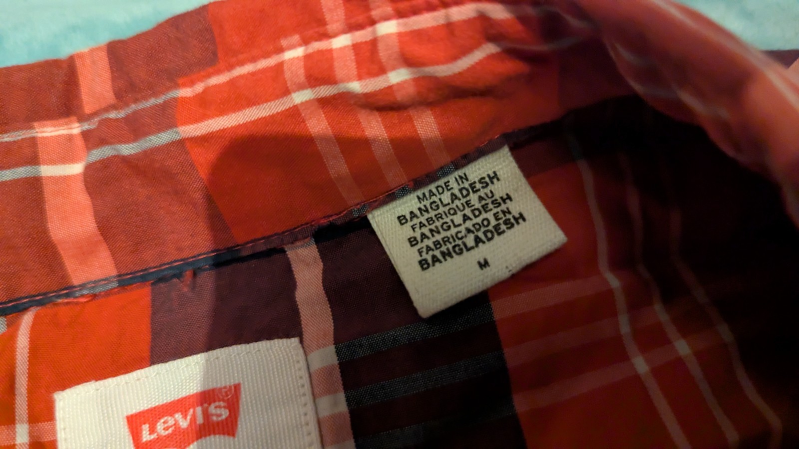 Levi's Classic Western Checked Short Sleeve Wrangler Red Shirt medium mens EX+ image 7