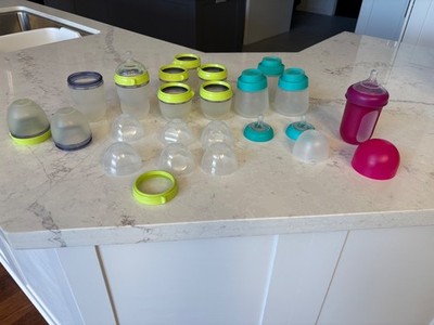 Mixed Lot Nanobebe, Boon  & Comotomo silicone baby bottles & parts