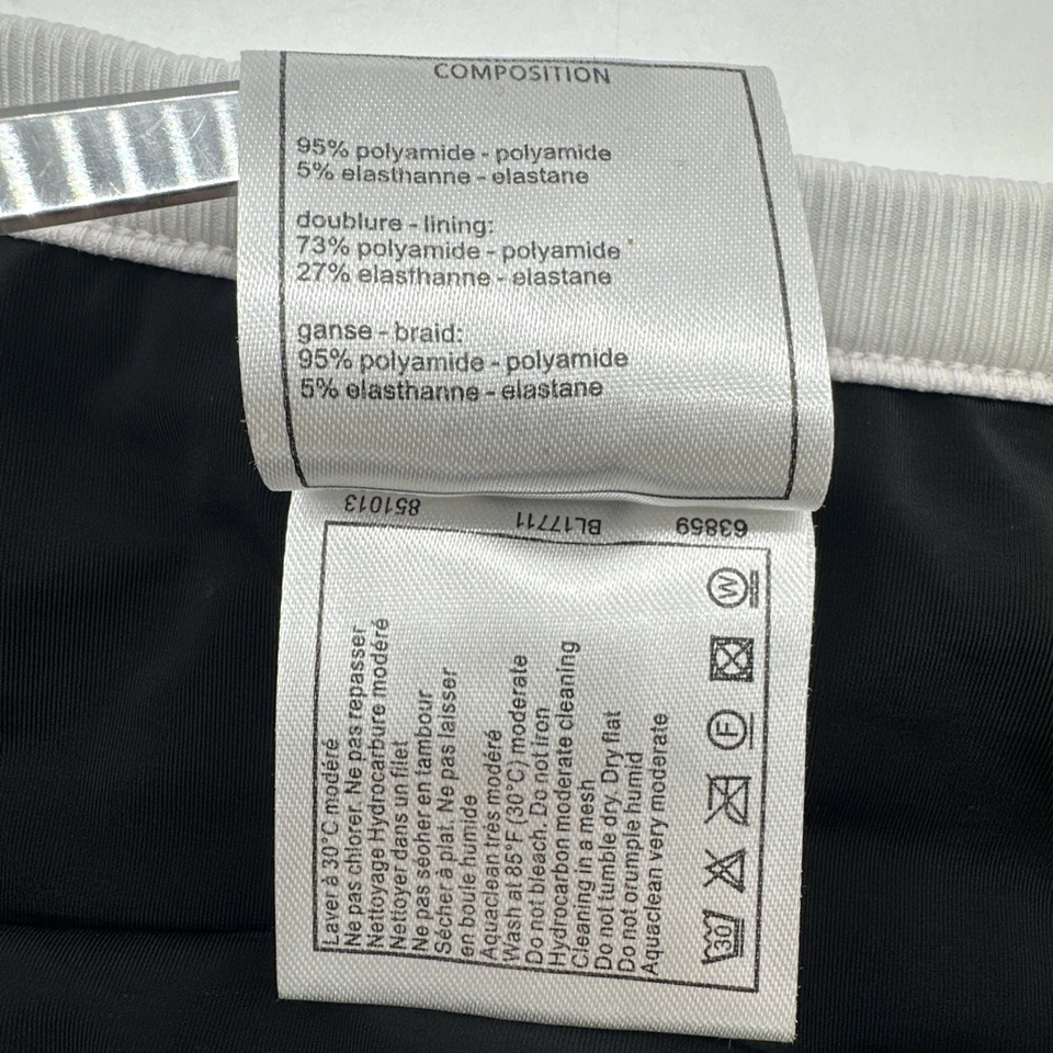 Parte inferior de bikini Chanel para mujer talla 38 blanco y negro con logotipo piedra cáscara en Italia. #34314 Foto 3 de 4