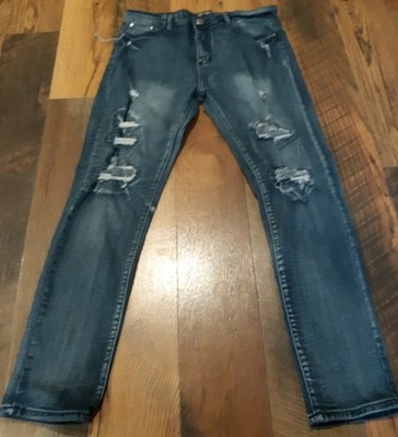 Encrypted Jeans Mens Distressed Blue Denim Size 36