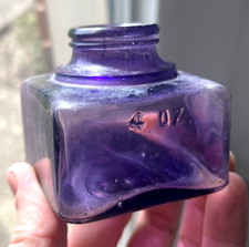 NICE AMETHYST COLORED SQUARE 4 OUNCE DIAMOND INK CO. BOTTLE 1910'S ERA DUG L@@K