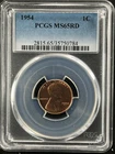 1954  1C RD Lincoln Wheat One Cent  PCGS MS65RD  35750784