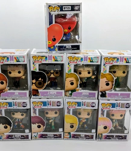 BTS Funko Pop! Idol Lot Of 9 RM Jin Suga J-Hope Jimin V BT21 Tata 687 Dynamite!