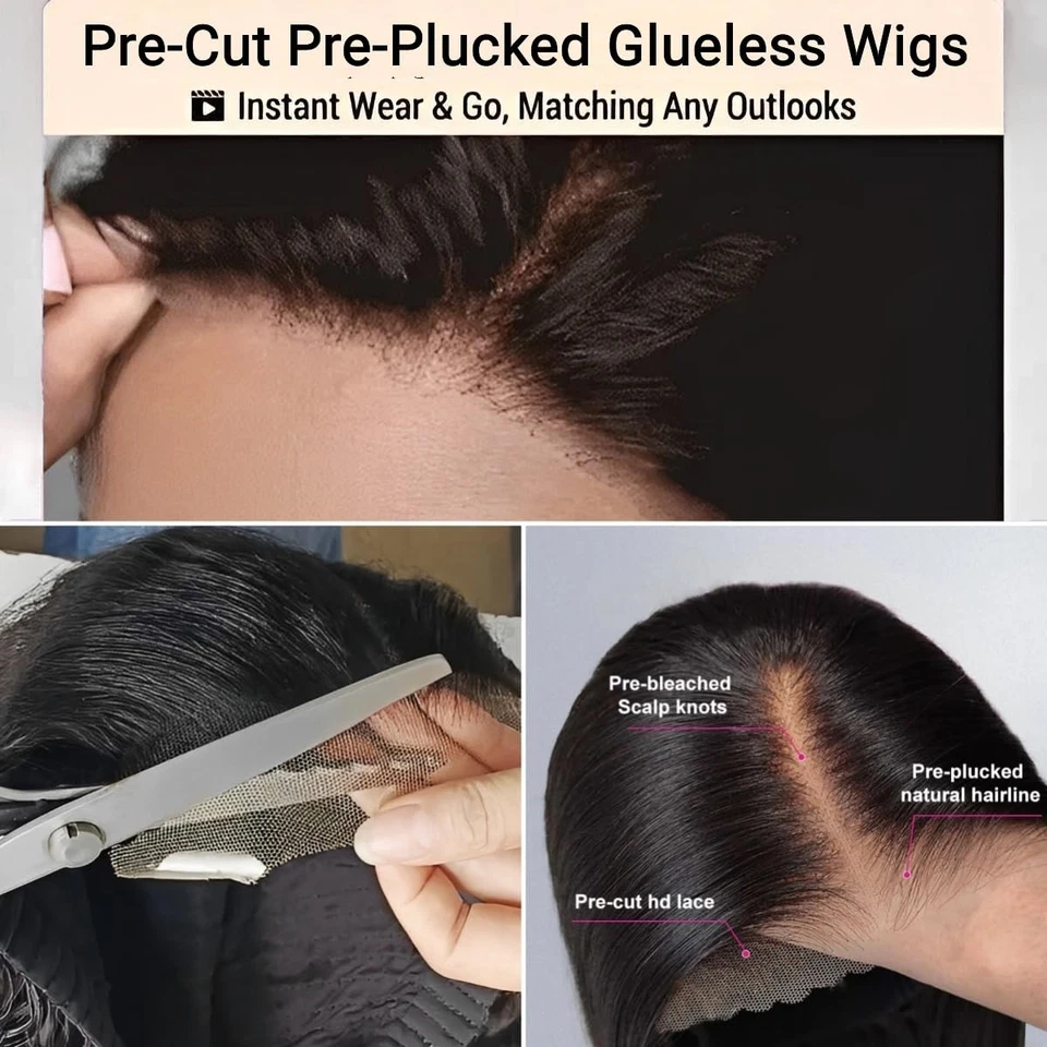 Wear and Go Glueless Wig Human Hair Pre Cut 4X4 Straight Lace Wig for Women - Image 4 of 4